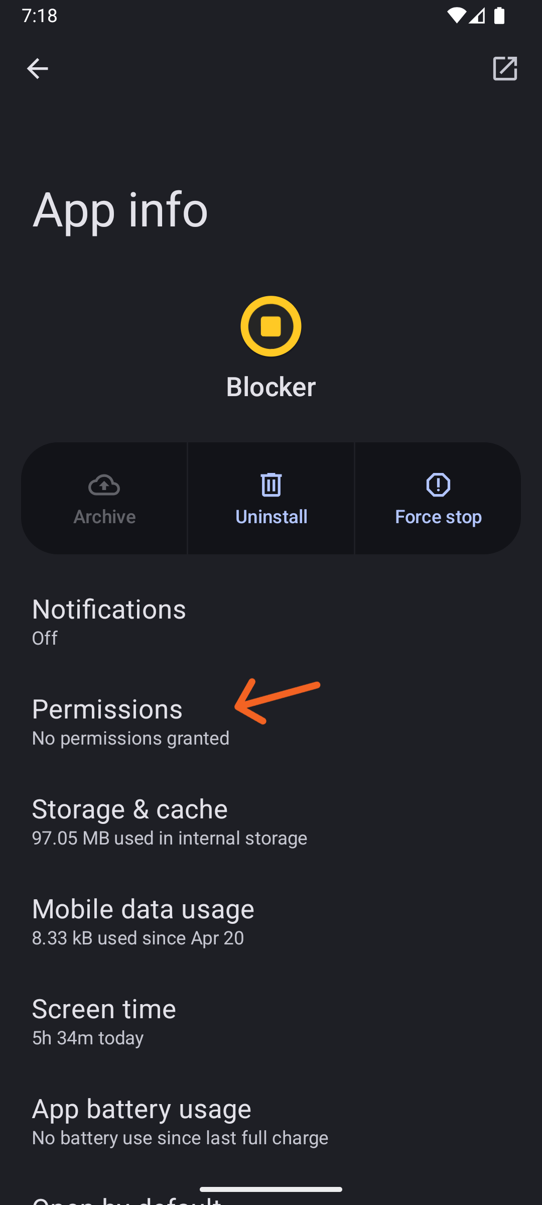 System App's Setup Screen to allow Contacts access permission step 1