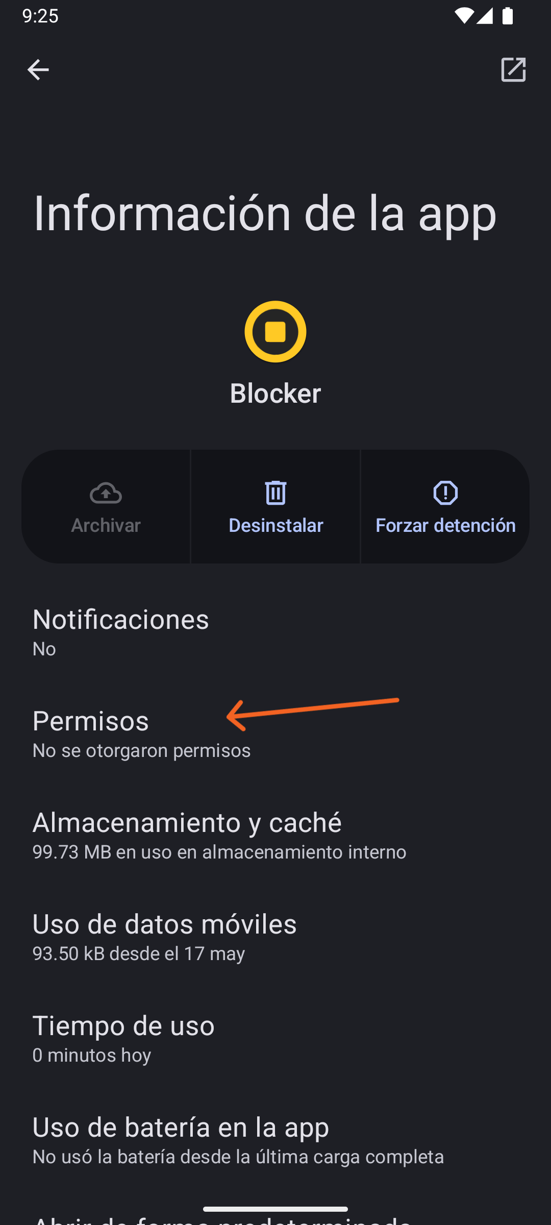 Pantalla de configuración del sistema para permitir acceso a los Contactos, paso 1