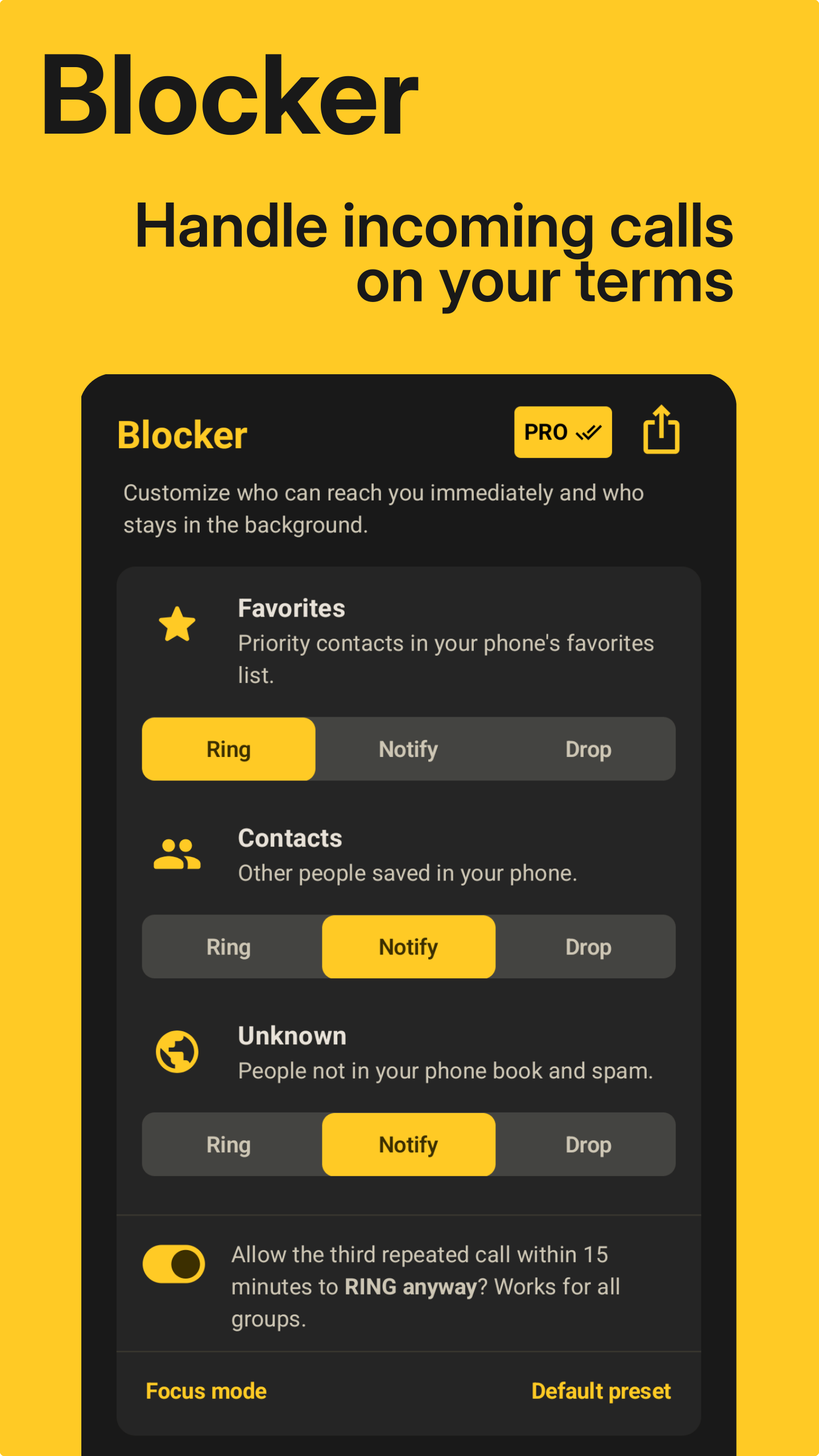 Blocker Home screen