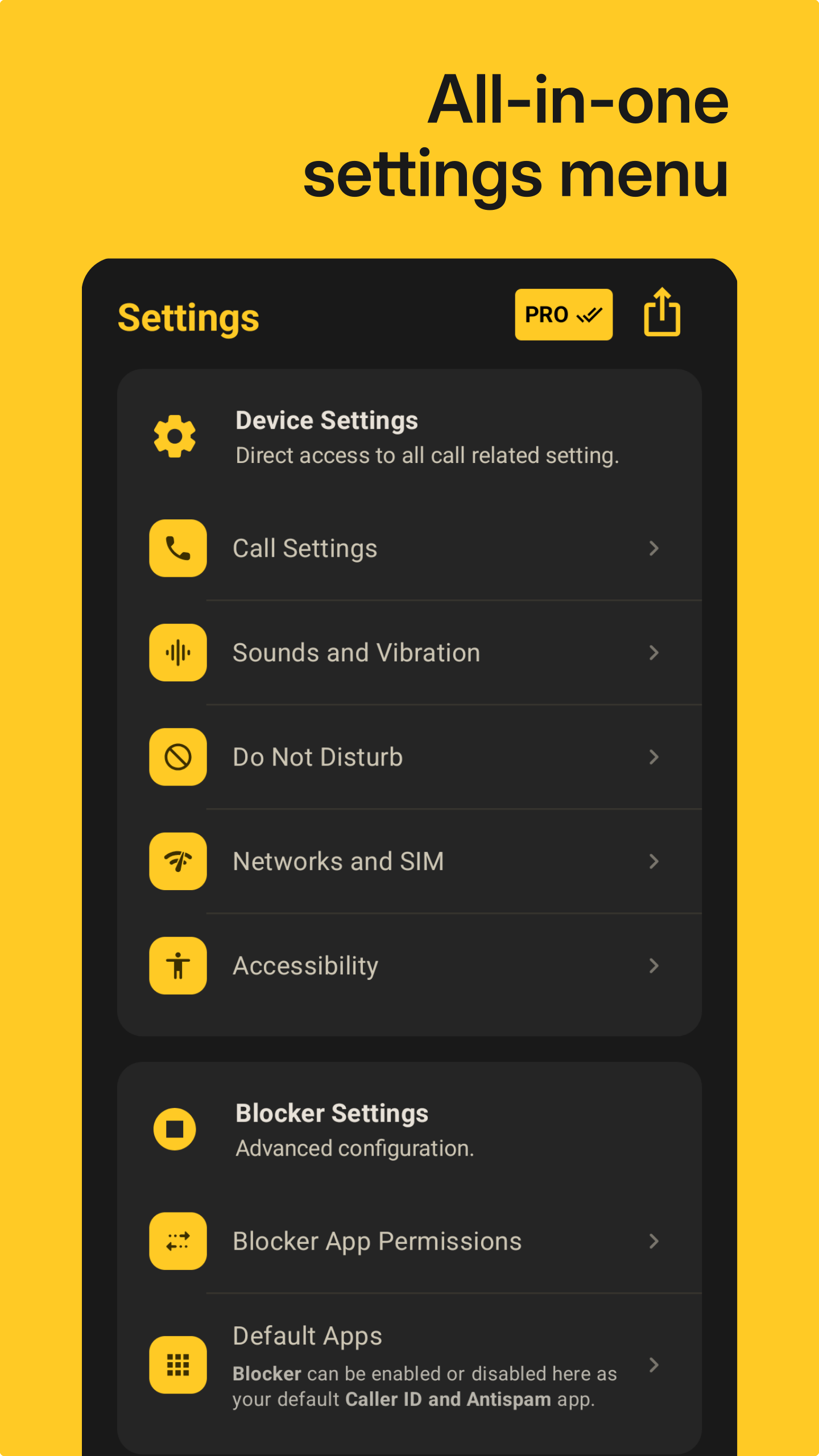 Blocker Settings screen