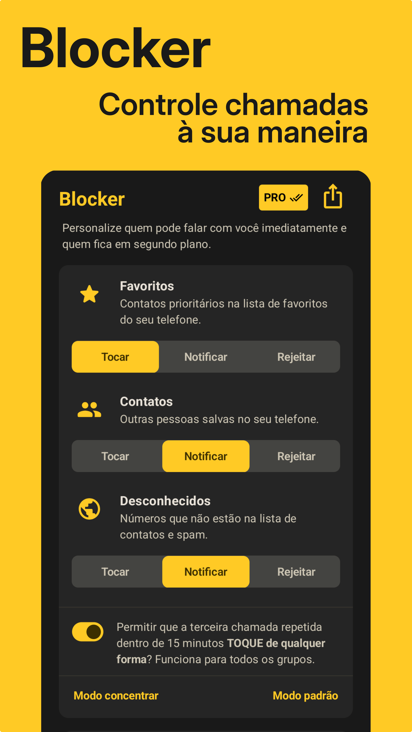 Tela inicial do Blocker